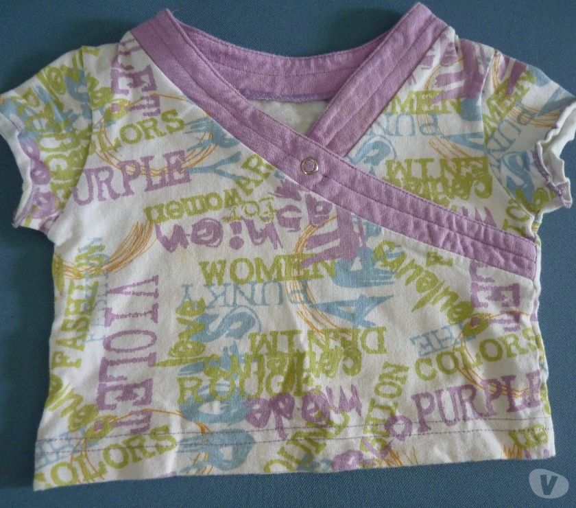  T-shirt Gemo fille bébé 2 ans violet imprimé TBE